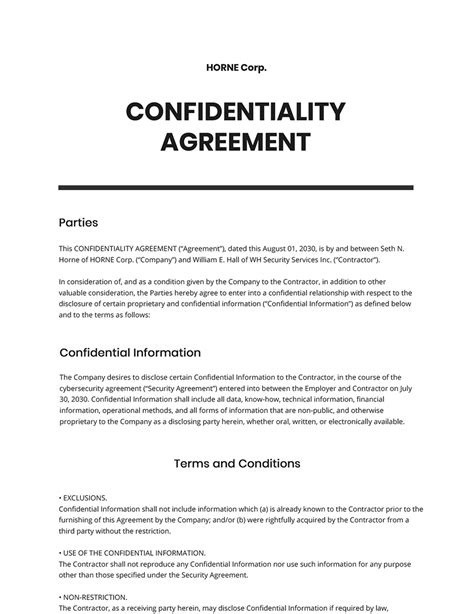 Basic Confidentiality Agreement Template - Google Docs, Word, Apple ...