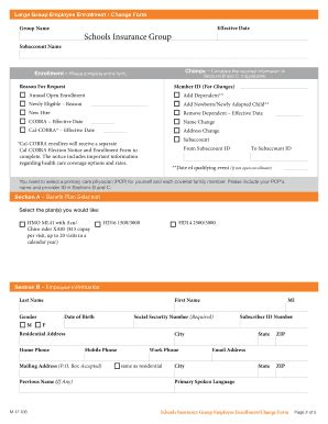 Fillable Online Employee Enrollment Change Form Employee Enrollment