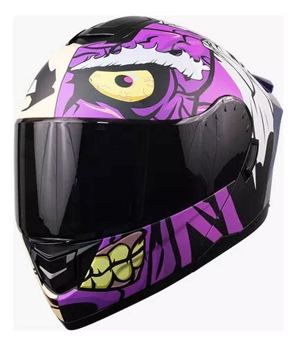 Casco Abatible Kov Caras Dc Comics Luz Led Certificado Color Lila