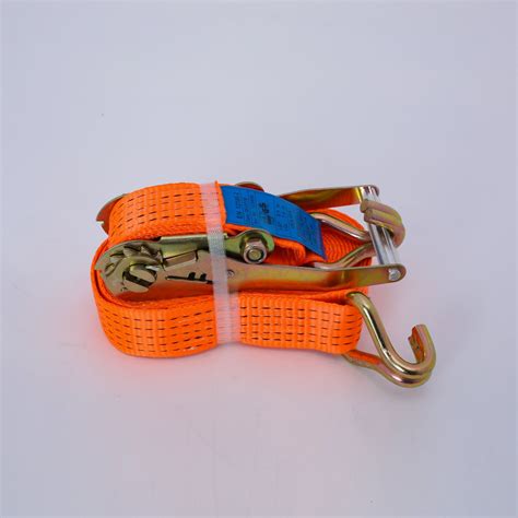 Polyester Cargo Lashing Ergo Ratchet Tie Down Strap With Double J Hook