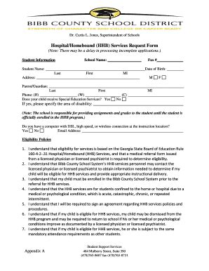 Fillable Online Hospital Homebound HHB Services Request Form Note