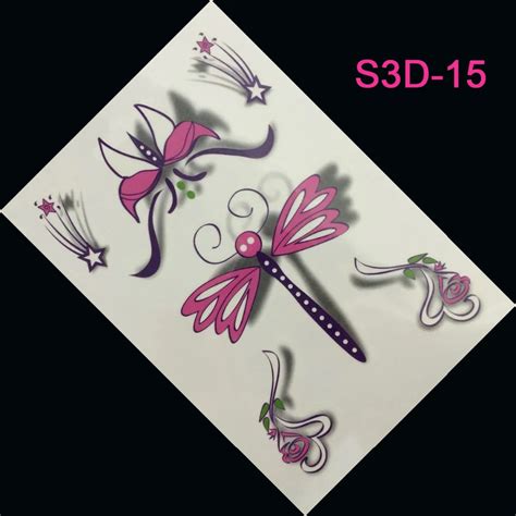 Special Offer 3d Tattoo Dragonflies Butterflies Pattern Women Sex