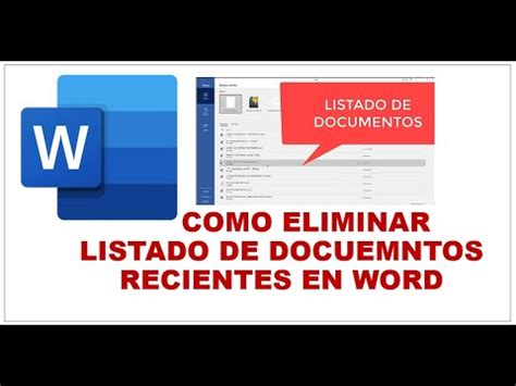 Como Eliminar Listado De Documentos Recientes En Word Youtube