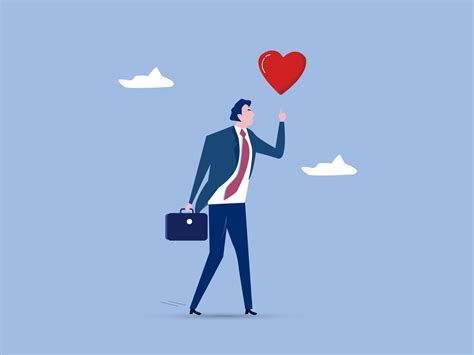 happy businessman holding passionate heart shape walking  workwork