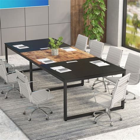 Tribesigns Conference Table 8ft Rectangle Shaped Meeting Tablerustic