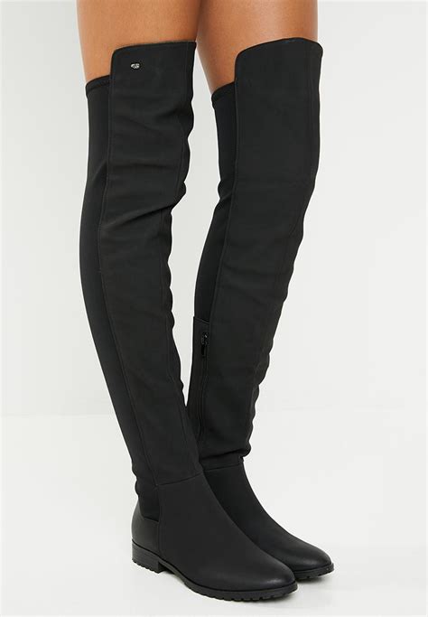 Krabi Over The Knee Flat Boot Black Miss Black Boots