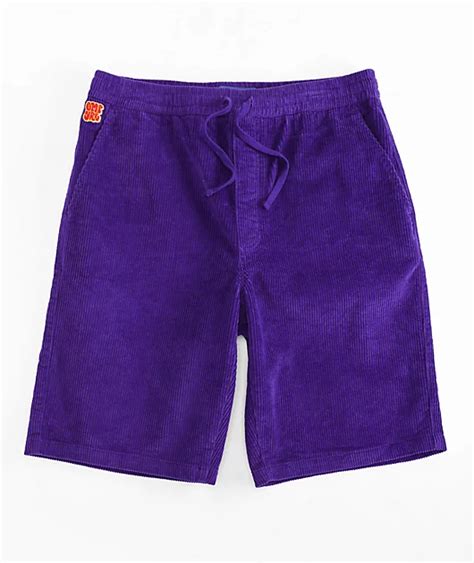 Empyre Loose Fit Purple Corduroy Skate Shorts