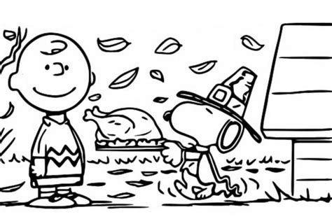 Desenho para colorir Thanksgiving : Snoopy & Charlie Brown 9