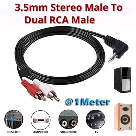 Jual Kabel Jack Mini Stereo L 3 5mm To 2 Rca Male 1 Meter Audio Aux