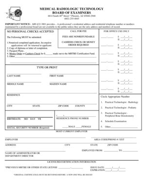 Fillable Online Azrra Medical Radiologic Technology Board Of Examiners