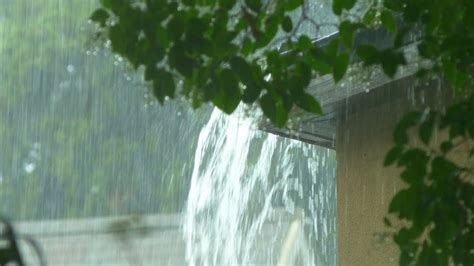 Fall Asleep In Minutes With Heavy Rain Rain Flows From A House Roof