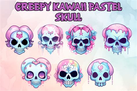 Creepy Kawaii Pastel Skull Graphic by unlimited art · Creative Fabrica