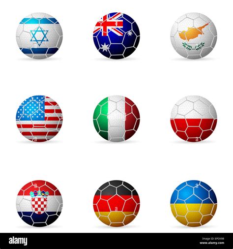 Soccer ball flag on a white background Stock Photo - Alamy