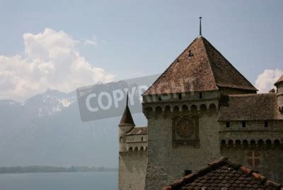 Plakat Znany na całym świecie zamek Chillon nad Jeziorem Genewskim w na