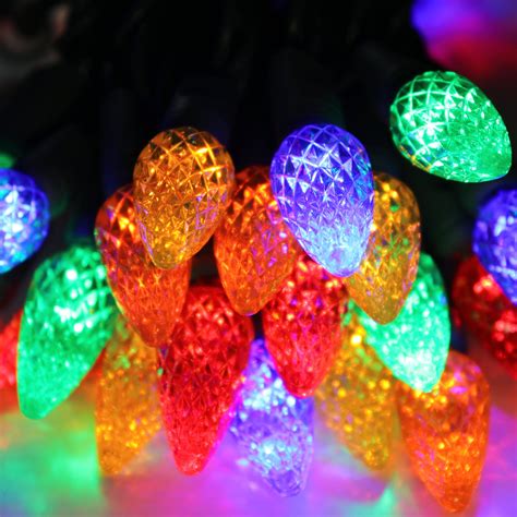 50-light C6 Multicolor LED Christmas Lights, 4" Spacing Green Wire – Christmas Light Source