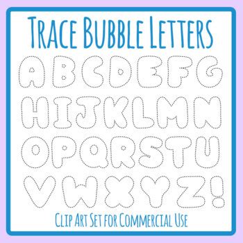 Tracing Uppercase Bubble Alphabet Letters - Dashed Outlines Clip Art ...