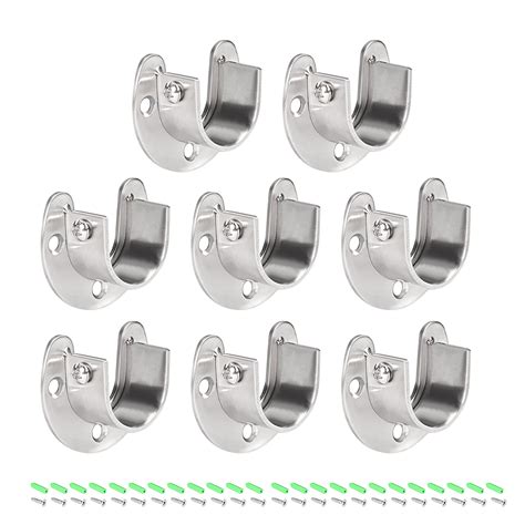 Stainless Steel Closet Rod End Supports Wardrobe Pole Sockets Flange