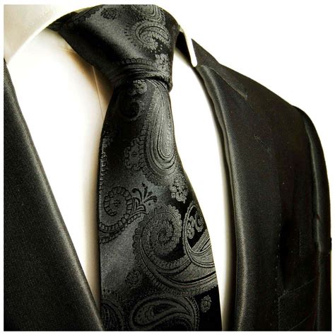 Classic Black Paisley Mens Tie And Pocket Square Paul Malone