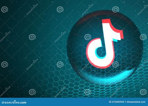 Tik Tok Social Network Icon On A Polygon Network Background 3d Render