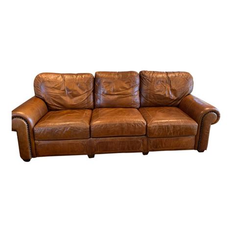 Stickley Santa Fe Brown Leather Sofa Chairish