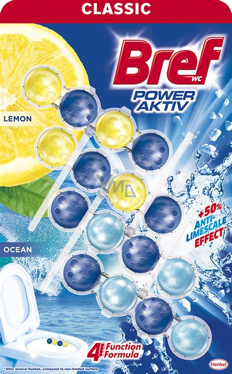 Bref Power Aktiv Lemon Wc Block For Hygienic Cleanliness And Freshness