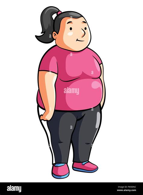 Fat Woman gym Cartoon Illustration Stock Vector Image & Art - Alamy