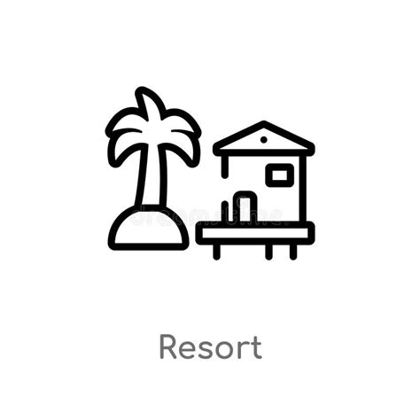 Outline Resort Vector Icon Isolated Black Simple Line Element