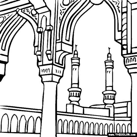 Mecca Kaaba Coloring Page Sketch Coloring Page