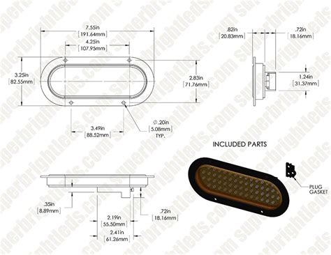 Oval Led Truck Trailer Lights W Built In Flange 6 Led Braketurntail Lights 3 Pin