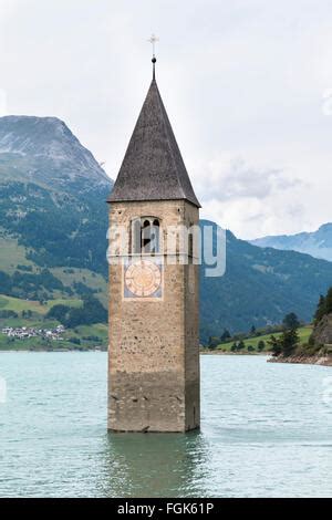 Church tower in Lake Reschen, Graun, Reschen Pass, Vinschgau, South Stock Photo: 68400256 - Alamy