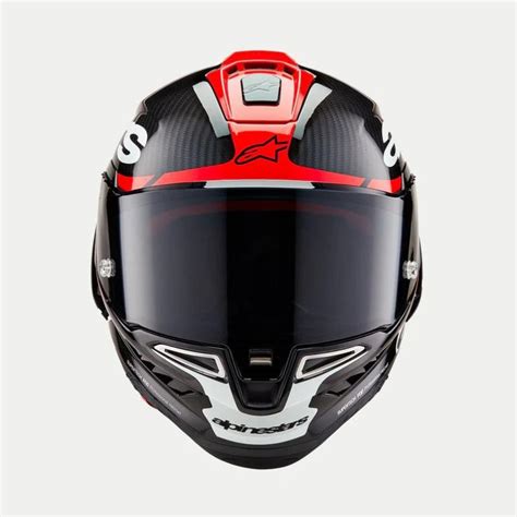 Casco Alpinestar Supertech R Element Black Barbon Bright Red White