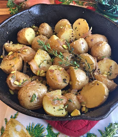 roasted yellow potatoes in shallot thyme pistachio butter 1 - Cindy's Recipes and Writings