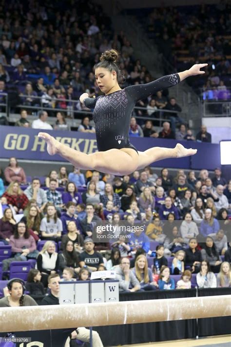 UCLA gymnast Grace Glenn performs her routine on the balance beam ...