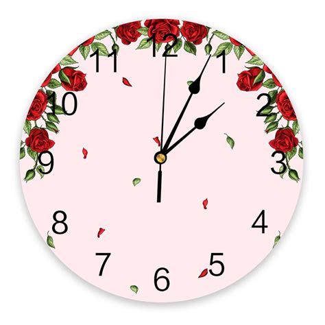 Red Rose Flower Wall Clock Modern Design Living Room Ration Kitchen Clock Mute Wall Watch Home