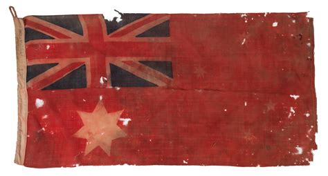 Bid Now: AUSTRALIAN FEDERATION antique red flag, circa 1901, stamped ...