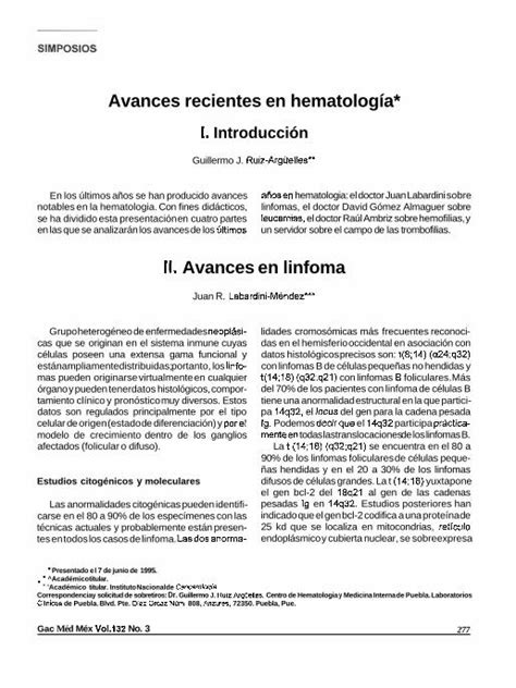 PDF Avances recientes en hematología ANMM En los últimos años se