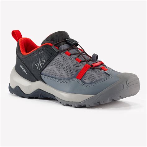 Kids’ Quick-Lacing Hiking Shoes - Crossrock - Carbon grey, Dark grey, Vermilion - Quechua ...