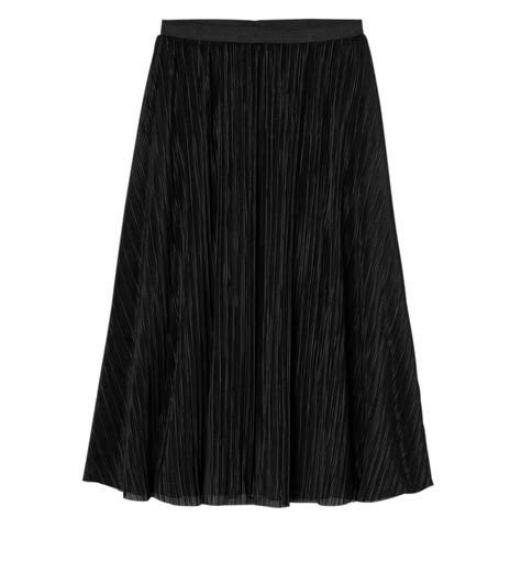 Pleated Midi Skirt Black