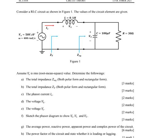 Solved Heory Tober Consider A Rlc Circuit As Shown In Chegg