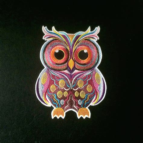 Owl Embroidered Patch Sew On Jacket Patch Colourful Owl Iron Etsy