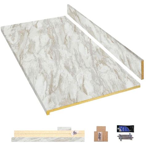 Hampton Bay Wilsonart 8 Ft Laminate Countertop Kit Included In Textured Drama Marble With Eased