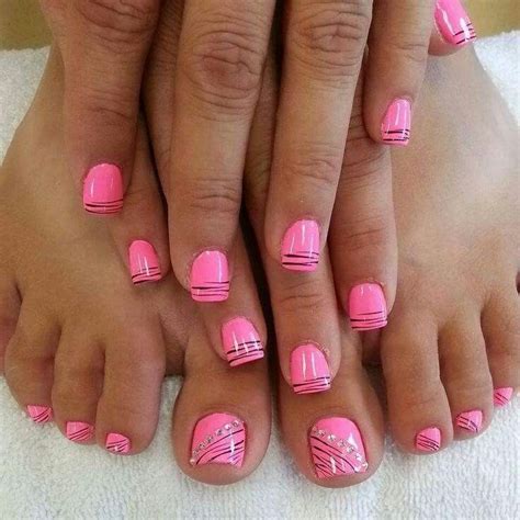 Matching Tips And Toes Gel Toe Nails Pedicure Nail Art Pink Toe Nails