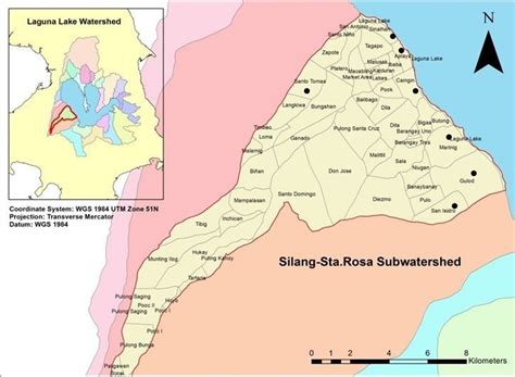 Map Of The Silang Sta Rosa Subwatershed Showing The Barangays Marked