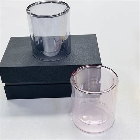 Luxury Elevated Translucent 11oz Double Glass Candle Jar In Bermuda Ombre Gradient Color Double