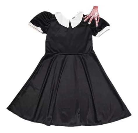 Fantasia Wandinha Addams Infantil Vestido Menina 2 A 10 Anos