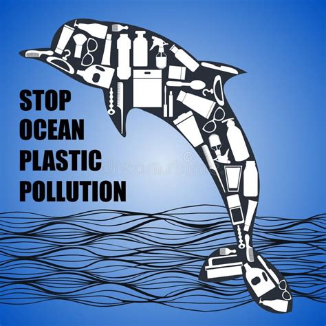 Stop Ocean Plastic Pollution Ecological Poster Dolphin Composed Of