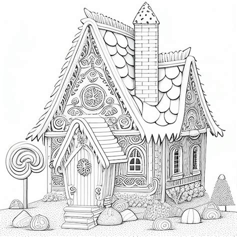 Premium Ai Image Gingerbread House Coloring Book Generative Ai