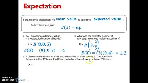 Skill Video Binomial Expectation And Variance Youtube