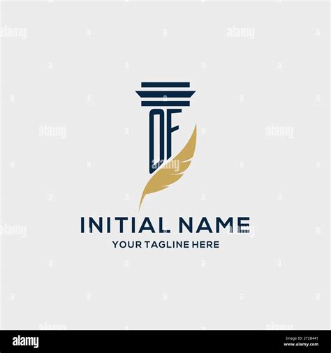 Of Monogram Initial Logo With Pillar And Feather Design Law Firm Logo