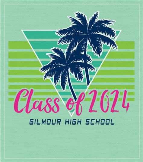 1267 Class Of 2024 Retro Palms T Shirt High School Shirts